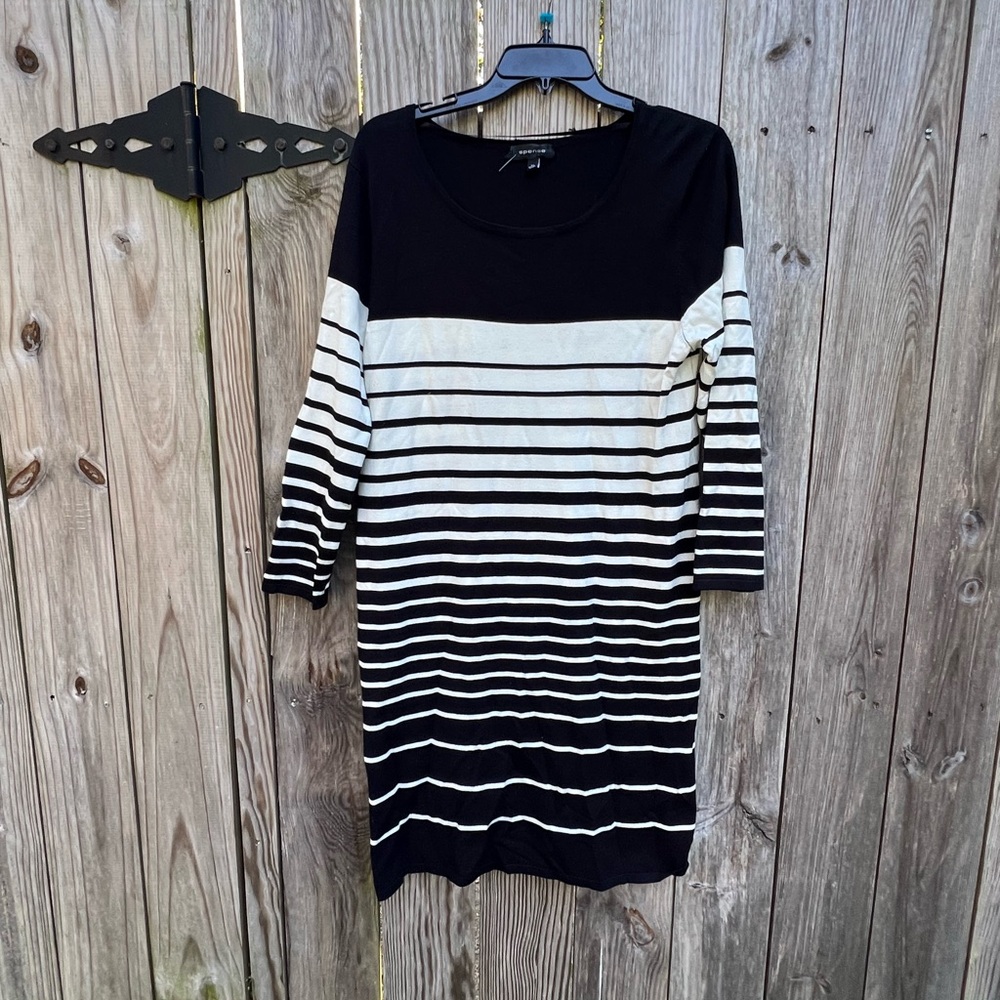 SPENSE Black and White Stripe Shift Dress Women’s  XL